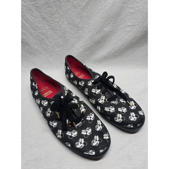 Keds Disney Minnie Mouse Print Canvas Sneaker Shoe Black Red Womens Size 8.5 - Picture 2 of 9